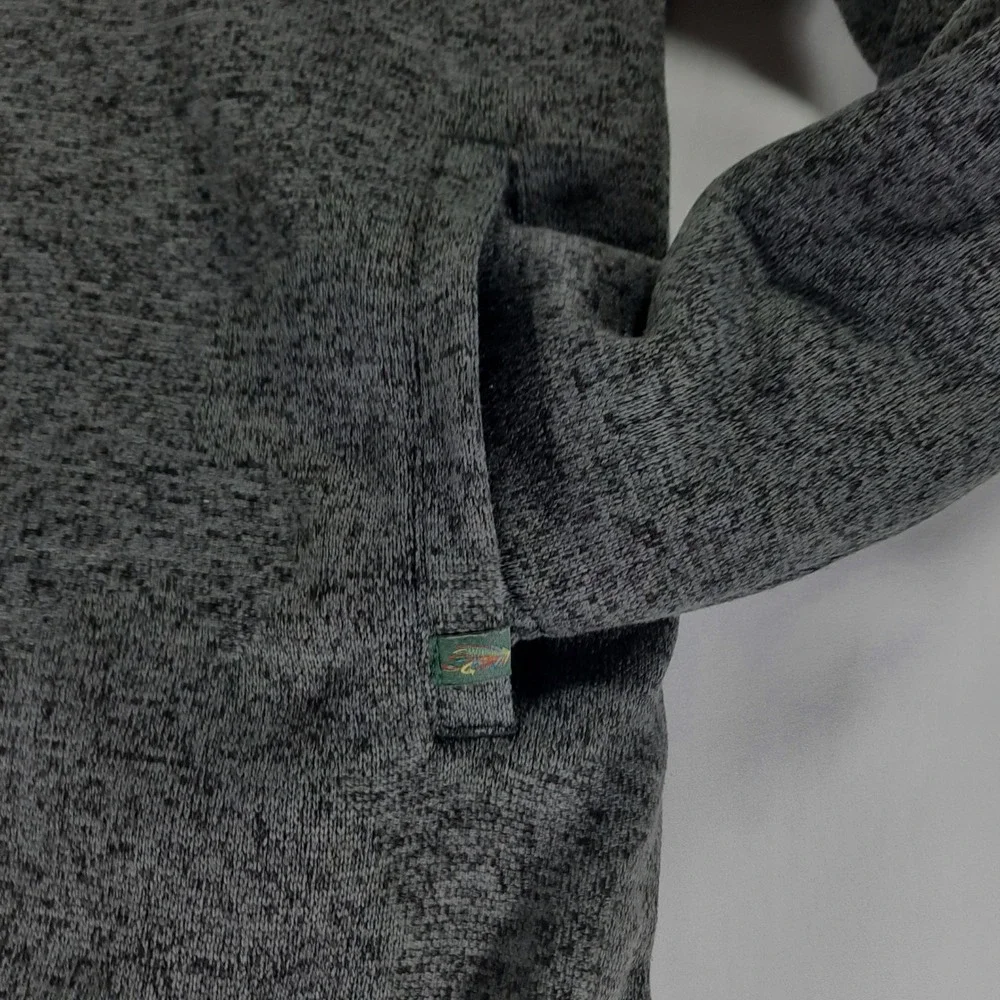 Orvis Mens Quarter Zip Sherpa Lined Fleece Pullover Sweater Gray Marl 1433070